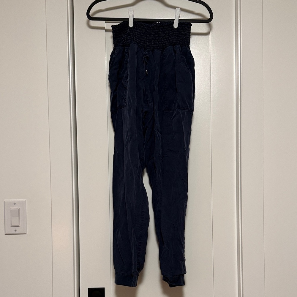Smocked Navy Joggers